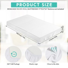 Breling Fitted Sheet (Sheet Only) Compatible with Milliard Trifold Mattress Folding Mattress Fitted Microfiber Bedsheet for Camp Bunk Rvs Bed(White,Full,4'')