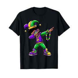 Funny Dabbing Mardi Gras For Black Boy Outfit Jester Hat Kid T-Shirt