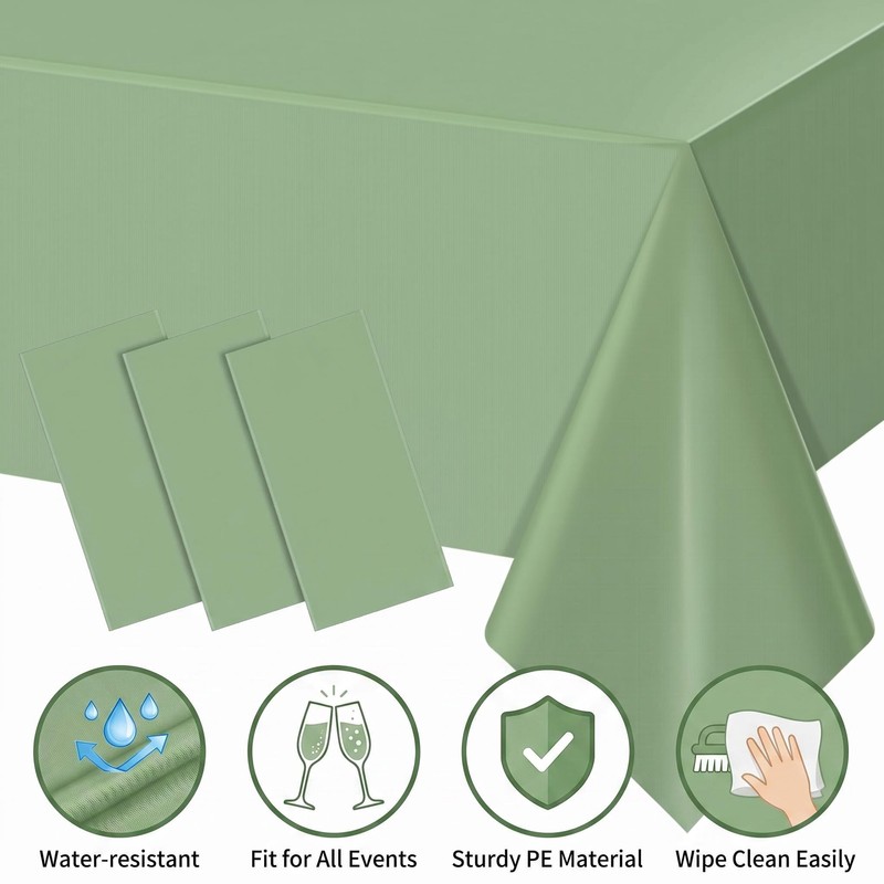 colbertcary Waterproof Disposable Plastic Table Cover 54 x 108 Inch,