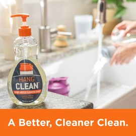 Hang Clean Sport Bottle Dish Soap, Fragrance Free, Plant Powered, Hypoallergenic, 16.9 fl oz, 2 Count