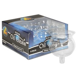 Ner Mitzvah Hanukkah Menorah Glass Oil Cups - Elegant Holders for Oil for Shabbos and Chanukah – Durable Quality, Long-Lasting - Size #4 ½ (9-Pack)