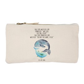 Mr. & Mrs. Panda Small make-up bag, whale tuna, gift, animal motifs, flat joke, make-up, animals, saying of the day, funny sayings, White, Hand Drawn