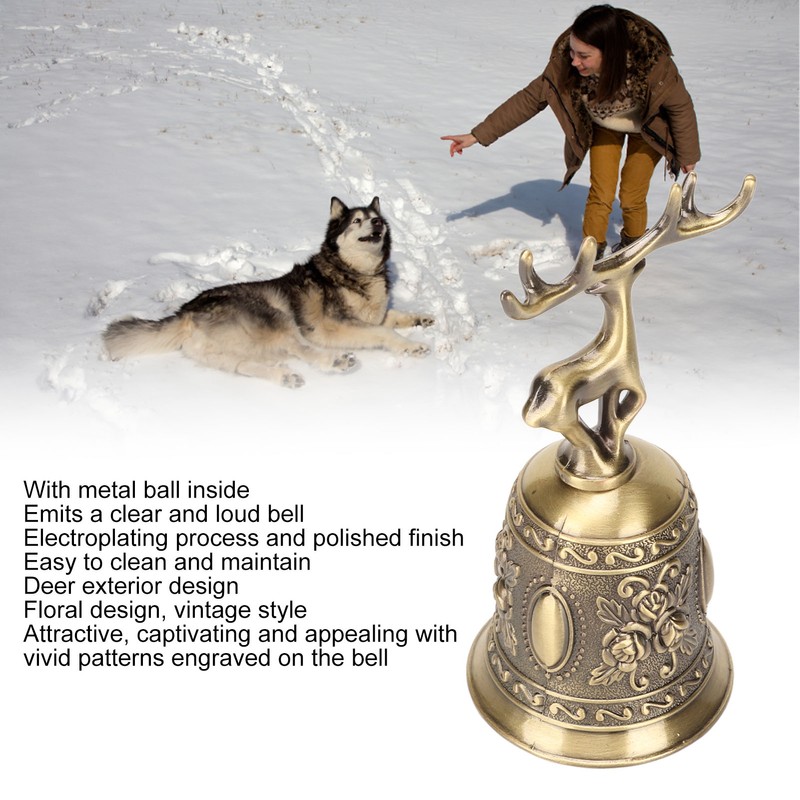Deer Shape Hand Bell Vintage Plating Process Rustproof Polished Finish