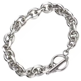 JEYORZY Stainless Steel Bracelet Men's Silver 1-Piece Men's Bracelets, Silver Cuban Bracelet Men's Bracelet Men's Gift Men's Jewellery for Him Dad Boyfriend Husband Brother