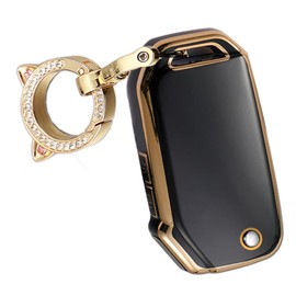 ontto 3-Button Key Fob Shell with Keychain Compatible with Kia Flip Folding Remote Durable TPU Key Housing for Forte Seltos Soul Sportage Sorento Cerato Telluride Black