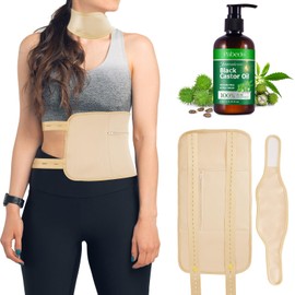 Castor Oil Pack Wrap,Black Jamaican Castor Oil 250ML(Organic Cold Pressed Unrefined), for Waist Eyes, Anti-Leak,for Liver Wastes Release,Women & Entire Body