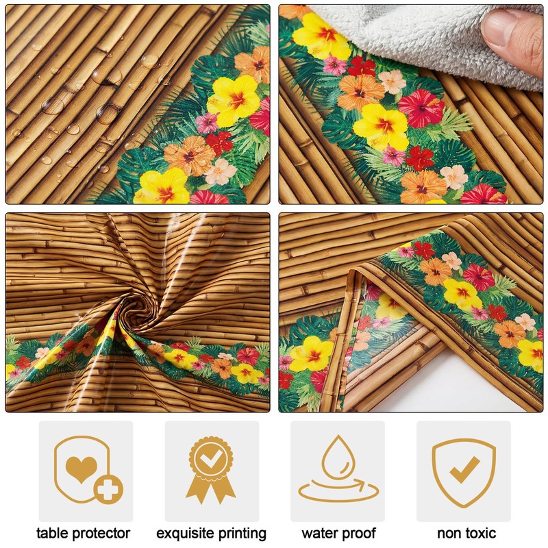 Irenare 6 Pcs Hawaiian Luau Tablecloths for Party Decoration 54