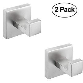Nolimas Bathroom Towel Hook SUS304 Stainless Steel Square Clothes Coat Robe Hooks Cabinet Closet Door Sponges Hanger for Bath Kitchen Garage,Heavy Duty Wall Mounted,Brushed Nickel Finish,2pack