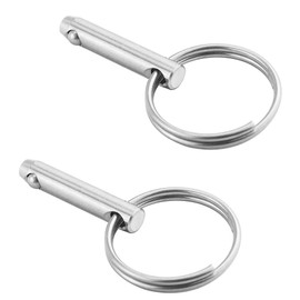 2 Pack Quick Release Pin, Diameter 3/16"(4.8mm), Overall Length 2"(51mm), Usable Length 1-1/2"(38mm), Full 316 Stainless Steel, Bimini Top Pin, Marine Hardware