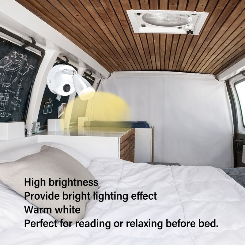 DC10‑30V LED RV Bedside Lamp Aluminum Alloy High Brightness RV