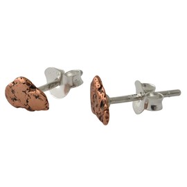 Starborn Copper Nugget with Sterling Silver Post Earrings, Metal, No Gemstone