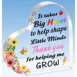 TTOVEN Teacher Appreciation Gifts Thank You Gifts for Teacher Heart Plaque Birthday End of Year Retirement Graduation