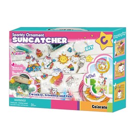 DIY Window Paint Art & Crafts, Kids Boys and Girls Drawing Jewelry Toys Making Kit Set, Colored Sparking Plactic Glitter Charms Bracelet Accessories Inspired Gifts Pack, Ideal Creative Activity Gift Easter Christmas Birthday Family Night (Sparkly Ornamen