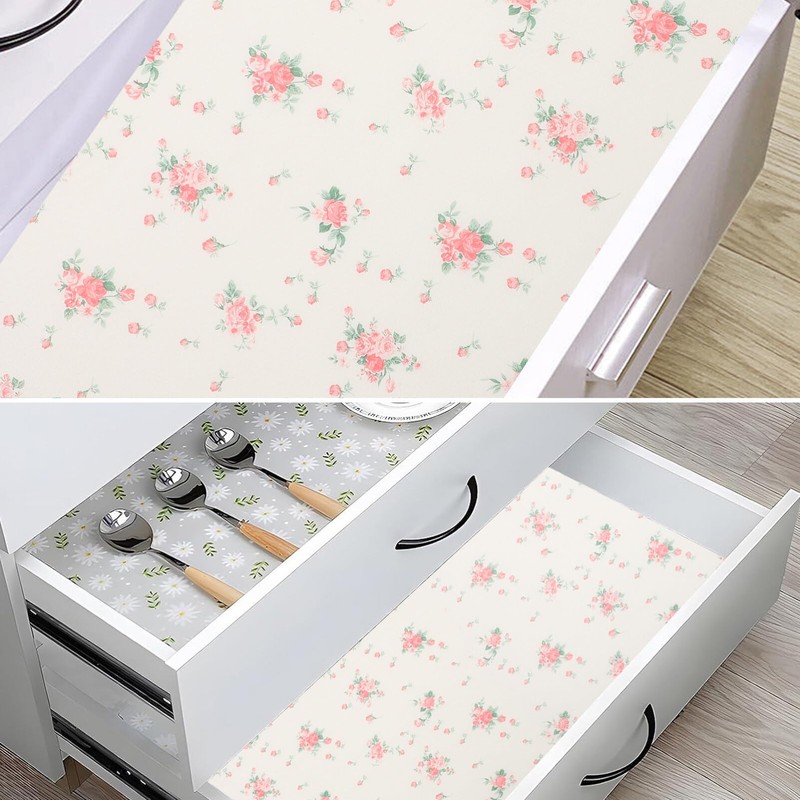 Kichvoe 1roll Kitchen Drawer Liner and Oil Decorative Cabinet Mat