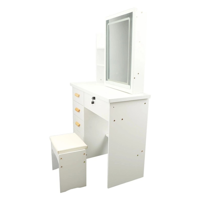 Dressing Table Vanity Table Elegant Lighted Mirror With Drawers Shelves