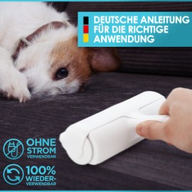 BIDOST Tierhaarentferner & Wiederverwendbare Fusselrolle für Tierhaare - Perfekt zum Entfernen von Katzen- & Hundehaaren - Wunderbürste für Teppich, Sofa, Kratzbaum und Bett - grün weiß