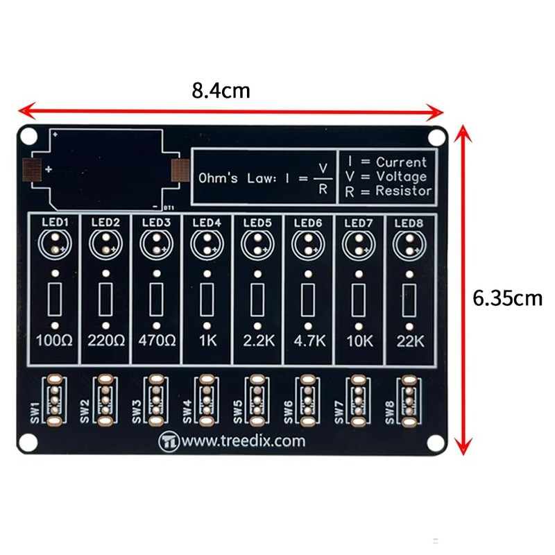 Treedix Soldering Practice Kit Learning Current and Resistance Relationship LED