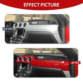 CheroCar for Mustang Center Console Dashboard Panel Trim Cover Kit Meter Frame Interior Decoration Accessories for Ford Mustang 2015-2025 (Red)