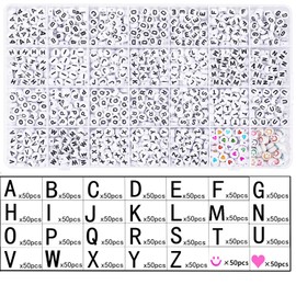 Gxadwzy Pack of 1400 Letter Beads for Threading Letters A to Z Heart Beads and Smiley Beads Colourful 4 x 7 mm Bracelets Necklaces Craft Set