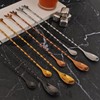 AnSaw Gold 10-Inch Stainless Steel Cocktail Spoon with Leaf Handle