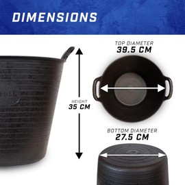 Faithfull Eco Flex Tub, Multi-Purpose, Durable & Sustainable Flexible Bucket with Reinforced Handles – 25 Litre (5.5gl), Black