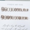 JUSTOTRY 24 Pcs Cat Eye False Nails Short Pattern,White and