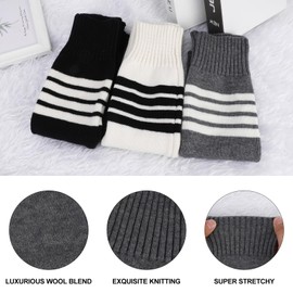 QKURT Wool Leg Warmers for Women Girls Warm Yoga Socks Boot Warmers Knitted Knee High Socks for Yoga Ballet Dance, White