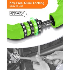 Sportneer Bicycle Lock Combination Lock with Numbers and High Security Level Chain Locks Bicycle 5-Digit Resettable Wheel Barrier with Chain Made of Hardened Steel 6 mm x 100/110/120 cm