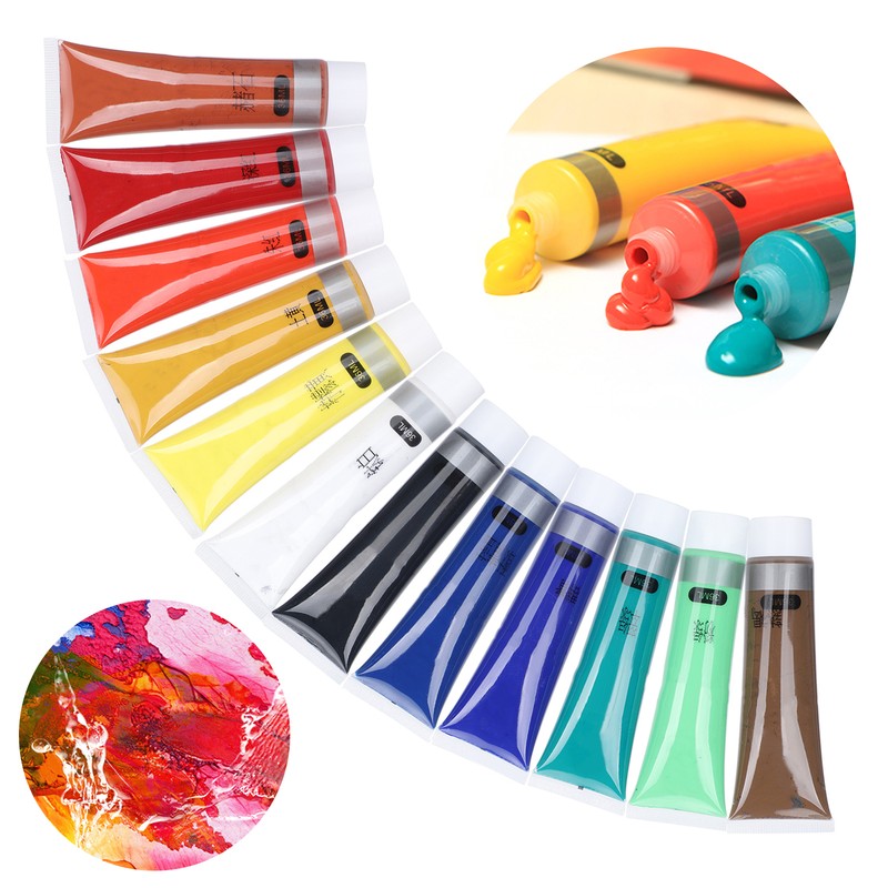 Acrylic Paint Set Hand Painted 12 Colors Pigment Tube for