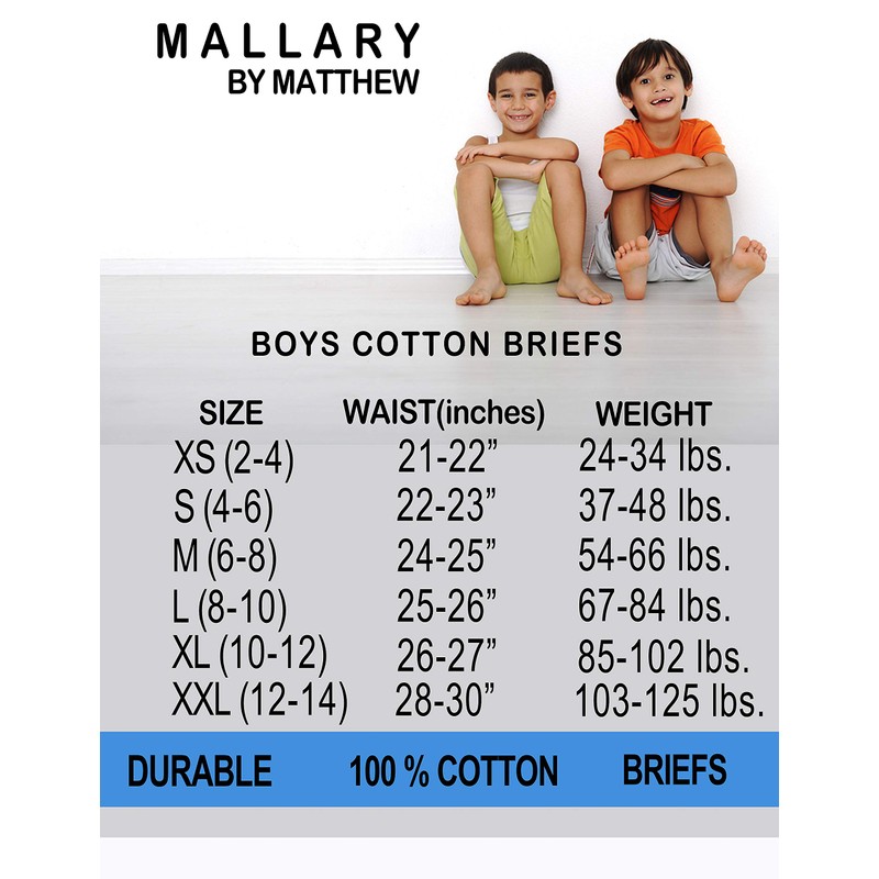 MALLARY BY MATTHEW Calzoncillos 100% algodón para niños (paquete de