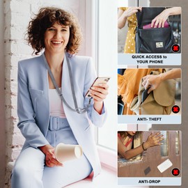 ROCONTRIP Crossbody Phone Lanyard Patch Neck Strap Lanyard with Detachable Neckstrap Compatible with Most Smartphone Nylon(Grey)