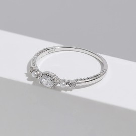 Meissa 925 Sterling Silver Diamond Ring Gold Stacking Ring Pear Ring Birthstone Ring Friendship Jewellery Gift Birthstone Ring, Silver, M 1/2