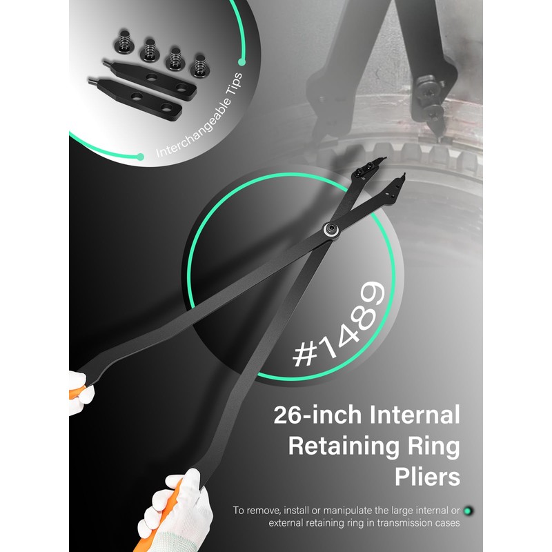 1489 26inch Internal Retaining Ring Pliers with Interchangeable Tips Fit