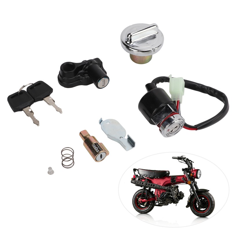 Ignition Switch Gas Cover Kit Helmet Lock 2‑Key Replacement for