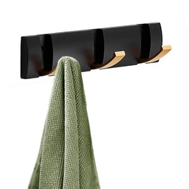 Coat Rack Wall Mounted with 3 Retractable Hooks, Heavy Duty Aluminum Coat Hook Towel Rack Coat Hanger for Coat Hat Towel Purse Robes Keys - Black