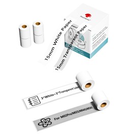Phomemo Paper Compatible with M02Pro, M02S, M03AS, M04AS Mini Thermal Printer, White Paper (15 mm x 3.5 m, 3 Rolls), Transparent Paper (15 mm x 3.5 m, 3 Rolls)