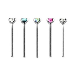 Mixed Colour Crystals Pack of 5 Sterling Silver Thin 0.6mm Bar Bend to Fit Nose Studs Choose Size: 1.2mm 1.5mm 2mm or 2.5mm