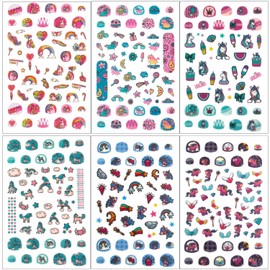 Yarlilyan 6 Sheets Unicorn Rainbow Meteor Wings Clouds Kids Nail Sticker, Colorful Beautiful Nail Art Decals Artist Painting Polish Self Adhesive Nail Decor