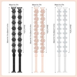 Removable Bra Straps, 3 Pairs Cute Flower Women's Bra Straps and 1 Pair Clear Bra Straps, Adjustable and Removable Dress Straps for Girls