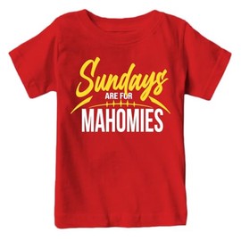 Kansas City Sunday are for Mahomies Kids Tshirt for Football Fans (Red T-Shirt, 3T)