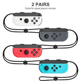 Gepicest Wrist Strap for Joycon 4 Pieces Switch Parts Accessories Controller Attachments Compatible with Joy Con, Dual Joycon Remote Comfort Controller Straps Black 2 Pairs