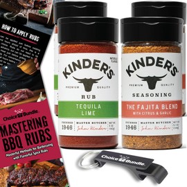 Tequila Lime Rub, The Fajita Blend Seasoning with Citrus and Garlic Premium BBQ Barbecue 4 Pk Choice Bundle (20.2 oz) + BBQ Guide & Opener (6 Items)!