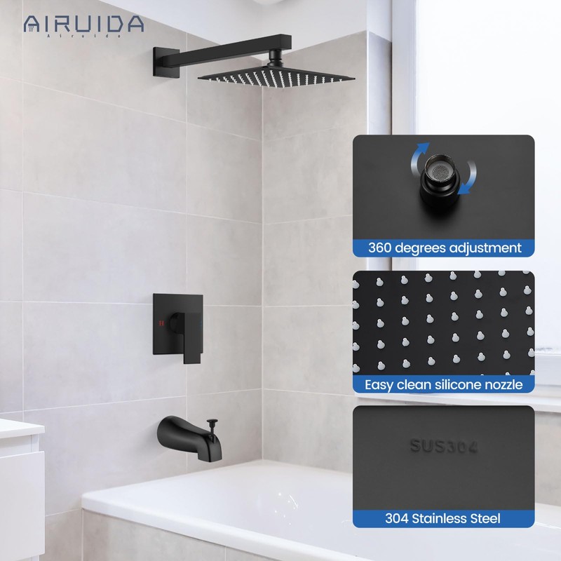 Airuida Bathtub Shower Faucet Set with Tub Spout Faucet Kit