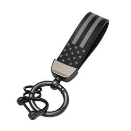 Hanemia American Flag Car Keychain with Zinc Alloy Ring, Anti-Lost 360 ° Rotatable Vehicle D-Ring, Patriotic Auto Key Chain