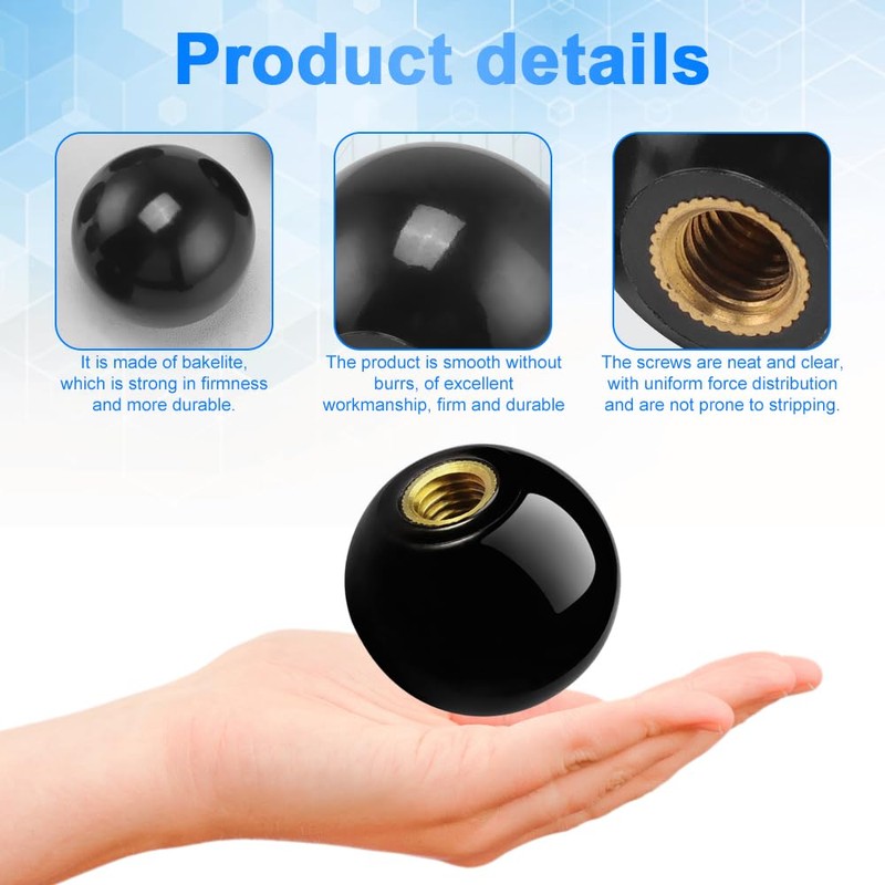 Lvjkes Pack of 5 Ball Knobs M6 x 25 mm,