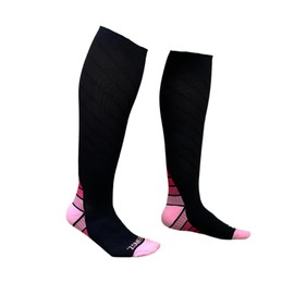 Zomee Compression Socks - Pregnancy Postpartum Comfortable Support for Varicose Veins, Edema, and More (Color Black /Pink Size Small )