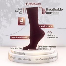 7BIGSTARS KINGDOM Women's Viscose From Bamboo Dress Socks - 4 Pack Medium - Thin Casual Crew Lightweight - Sock Size 9-11 Shoe Size 5-9 M Light Beige