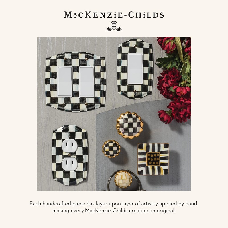 MACKENZIE-CHILDS Enamel Switch Plate, Light-Switch Cover, Single Toggle, Black-and-White Courtly