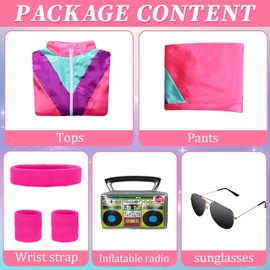 CULTURE PARTY 80s Tracksuit for Men Women, 80s Shell Suit Costume for Adult 80s 90s Fancy Dress Disco Outfits