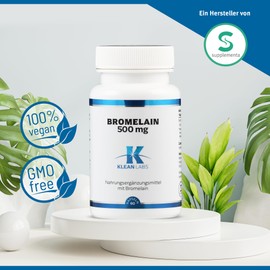 Klean Labs® - Bromelain 500 mg - 60 Kapseln - vegan, ohne Gentechnik, hochdosiert - Rohstoff aus natürlichem Ursprung